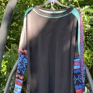 Free people long sleeve top with multicolored sleeves
